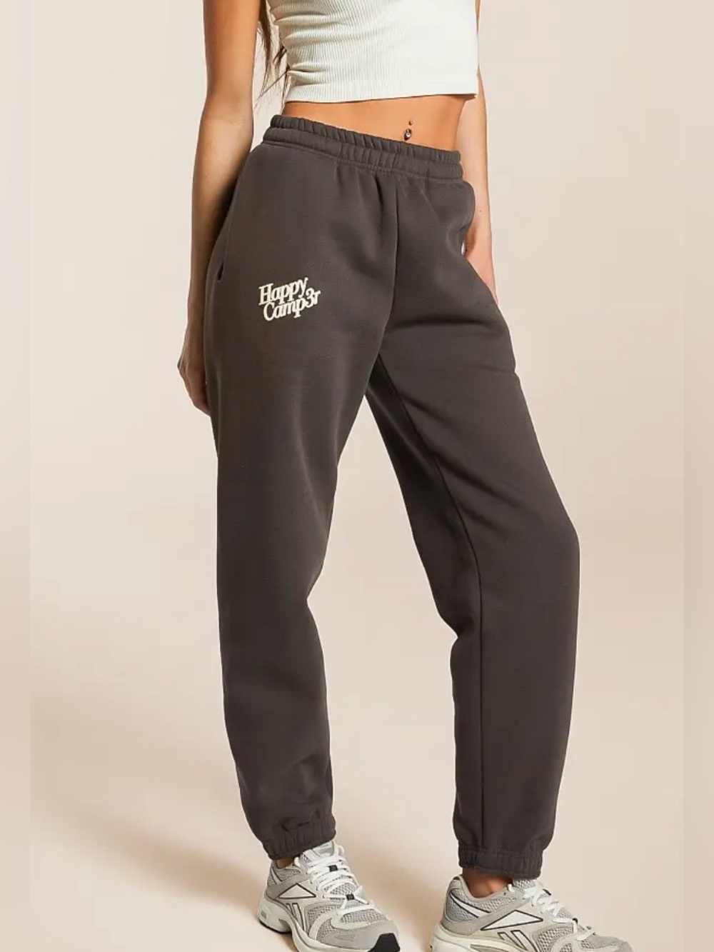 Happy Camper PUFF SERIES SWEATPANTS - CHARCOAL GRAY. Size Medium.